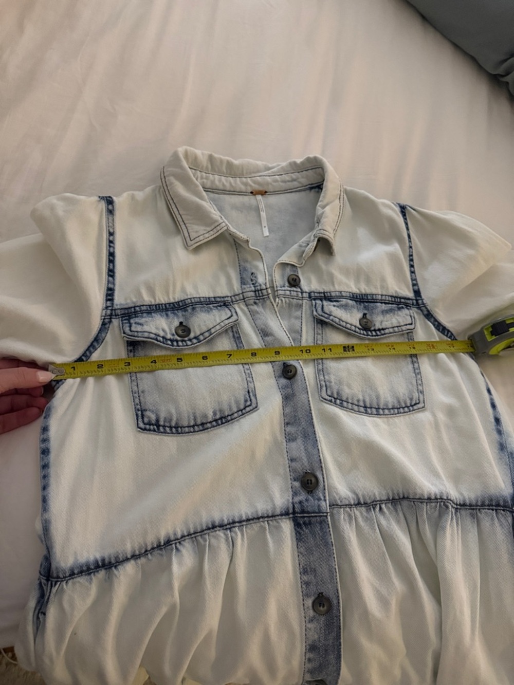 Free People Nicole Shirt Dress Long Sleeve Washed Denim - size Medium - Picture 9 of 9